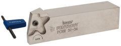 Iscar - External Thread, 0.3937" Max Depth of Cut, 1.5mm Min Groove Width, 135mm OAL, Right Hand Indexable Grooving Cutoff Toolholder - 32mm Shank Height x 32mm Shank Width, PENTA 34.. Insert Style, PCH Toolholder Style, Series PentaCut - Exact Tooling