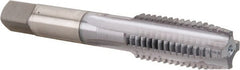 OSG - 5/8-11 UNC 3B 4 Flute TiCN Finish High Speed Steel Straight Flute Standard Hand Tap - Plug, Right Hand Thread, 3-13/16" OAL, 1-13/16" Thread Length, H3 Limit, Oversize - Exact Tooling