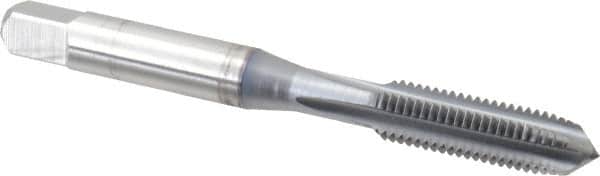 OSG - 1/4-28 UNF 3B 4 Flute TiCN Finish High Speed Steel Straight Flute Standard Hand Tap - Plug, Right Hand Thread, 2-1/2" OAL, 1" Thread Length, H3 Limit, Oversize - Exact Tooling