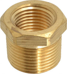 Parker - 3/4 Male Thread x 1/2 Female Thread, Brass Industrial Pipe Hex Bushing - MNPTF x FNPTF, 1,000 psi - Exact Tooling