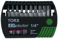 10 Piece - Torx® T7; T8; T9; T10; T15; T20; T25; T27; T30; T40 - Quick Release Holder - Insert Bit Set in XSelector Storage Box - Exact Tooling
