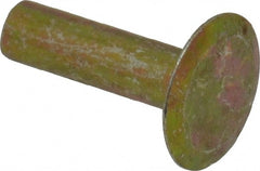 RivetKing - 0.1 to 0.17" Hole Diam, Countersunk Head, Zinc Plated Steel, Semi Tubular Rivet - 3/8 Head Diam, 1/2" Length Under Head, 150° Countersunk Head, 9/64 Body Diam - Exact Tooling