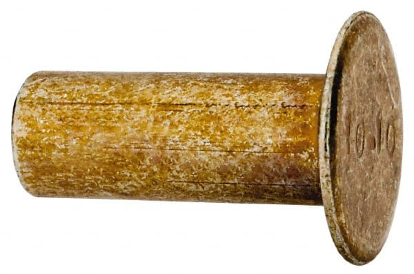 RivetKing - 0.176 to 0.184" Hole Diam, Countersunk Head, Zinc Plated Steel, Semi Tubular Rivet - 1/2 Head Diam, 5/8" Length Under Head, 150° Countersunk Head, 1/4 Body Diam - Exact Tooling