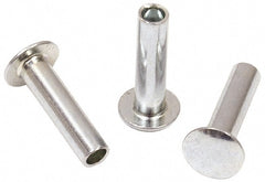 RivetKing - 0.134 to 0.141" Hole Diam, Round Head, Zinc Plated Steel, Semi Tubular Rivet - 3/8 Head Diam, 3/8" Length Under Head, 3/16 Body Diam - Exact Tooling