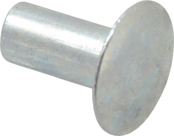 RivetKing - 0.1 to 0.17" Hole Diam, Round Head, Zinc Plated Steel, Semi Tubular Rivet - 5/16 Head Diam, 5/16" Length Under Head, 9/64 Body Diam - Exact Tooling