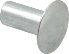 RivetKing - 0.1 to 0.17" Hole Diam, Round Head, Zinc Plated Steel, Semi Tubular Rivet - 5/16 Head Diam, 5/16" Length Under Head, 9/64 Body Diam - Exact Tooling
