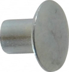 RivetKing - 0.134 to 0.141" Hole Diam, Round Head, Zinc Plated Steel, Semi Tubular Rivet - 3/8 Head Diam, 1/4" Length Under Head, 3/16 Body Diam - Exact Tooling