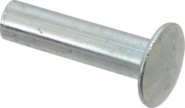 RivetKing - 0.134 to 0.141" Hole Diam, Round Head, Zinc Plated Steel, Semi Tubular Rivet - 3/8 Head Diam, 3/4" Length Under Head, 3/16 Body Diam - Exact Tooling