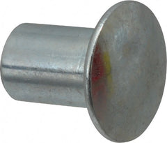RivetKing - 0.176 to 0.184" Hole Diam, Round Head, Zinc Plated Steel, Semi Tubular Rivet - 7/16 Head Diam, 3/8" Length Under Head, 1/4 Body Diam - Exact Tooling