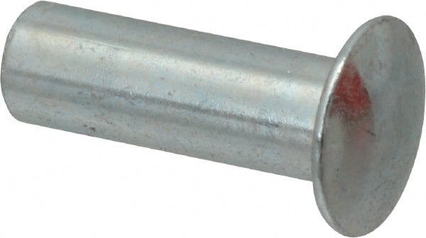 RivetKing - 0.176 to 0.184" Hole Diam, Round Head, Zinc Plated Steel, Semi Tubular Rivet - 7/16 Head Diam, 3/4" Length Under Head, 1/4 Body Diam - Exact Tooling