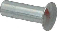 RivetKing - 0.176 to 0.184" Hole Diam, Round Head, Zinc Plated Steel, Semi Tubular Rivet - 7/16 Head Diam, 3/4" Length Under Head, 1/4 Body Diam - Exact Tooling