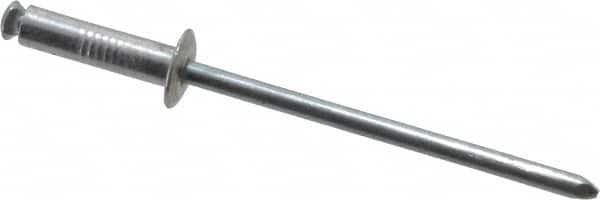 RivetKing - Dome Head Aluminum Peel Blind Rivet - Steel Mandrel, 1/8" to 0.275" Grip, 0.255" Head Diam, 0.129" Max Hole Diam, 0.472 to 0.511" Length Under Head, 1/8" Body Diam - Exact Tooling