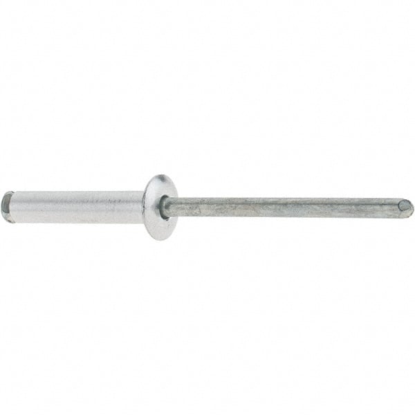 RivetKing - Dome Head Aluminum Peel Blind Rivet - Steel Mandrel, 0.188" to 0.748" Grip, 3/8" Head Diam, 0.196" Max Hole Diam, 0.945 to 0.984" Length Under Head, 3/16" Body Diam - Exact Tooling