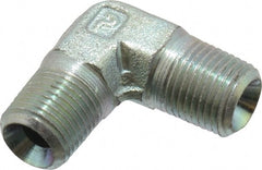 Parker - 1/8 Male Thread, Zinc Plated Steel Industrial Pipe 90° Male Elbow - MNPTF, 6,000 psi - Exact Tooling