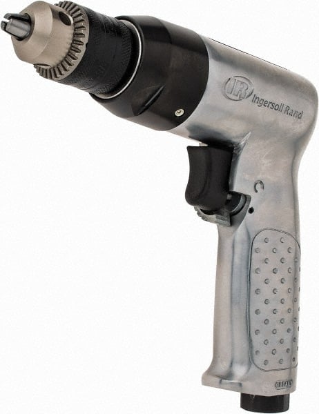 Ingersoll-Rand - 3/8" Reversible Keyed Chuck - Pistol Grip Handle, 2,000 RPM, 4 CFM, 0.5 hp, 90 psi - Exact Tooling