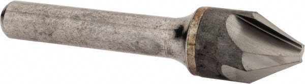 Hertel - 5/8" Head Diam, 3/8" Shank Diam, 4 Flute 60° Solid Carbide Countersink - 2-3/8" OAL, Straight Shank - Exact Tooling