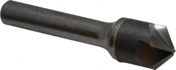 Hertel - 5/8" Head Diam, 3/8" Shank Diam, 4 Flute 100° Solid Carbide Countersink - 2-3/8" OAL, Straight Shank - Exact Tooling
