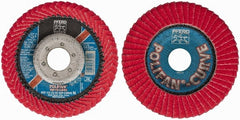 PFERD - 60 Grit, 4-1/2" Disc Diam, 7/8" Center Hole, Type 27 Ceramic Flap Disc - 13,300 Max RPM, Fiberglass Backing, Arbor Attaching System, Coated - Exact Tooling
