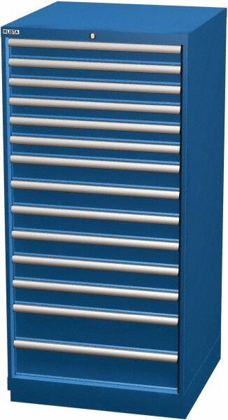 LISTA - 14 Drawer, Modular Storage Cabinet - Steel, 28-1/4" Wide x 28-1/2" Deep x 59-1/2" High, Blue - Exact Tooling