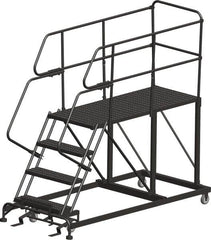 Ballymore - 88" 5 Step Single Entry Work Platform - Rolling Work Platform, 800 Lb Capacity, 50" Platform Height, 33" Base Width x 72" Base Depth, Heavy-Duty Serrated Grating - Exact Tooling