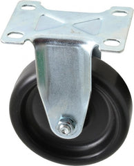 Shepherd - 4" Diam x 1-1/4" Wide x 5-1/4" OAH Top Plate Mount Rigid Caster - Polyolefin, 275 Lb Capacity, Plain Bearing, 2-5/8 x 3-3/4" Plate - Exact Tooling