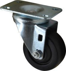 Shepherd - 3" Diam x 1-1/4" Wide x 4-1/4" OAH Top Plate Mount Swivel Caster - Soft Rubber, 150 Lb Capacity, Nylon Bearing, 2-5/8 x 3-3/4" Plate - Exact Tooling
