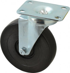 Shepherd - 5" Diam x 1-1/4" Wide x 6-1/4" OAH Top Plate Mount Swivel Caster - Polyolefin, 280 Lb Capacity, Nylon Bearing, 2-5/8 x 3-3/4" Plate - Exact Tooling
