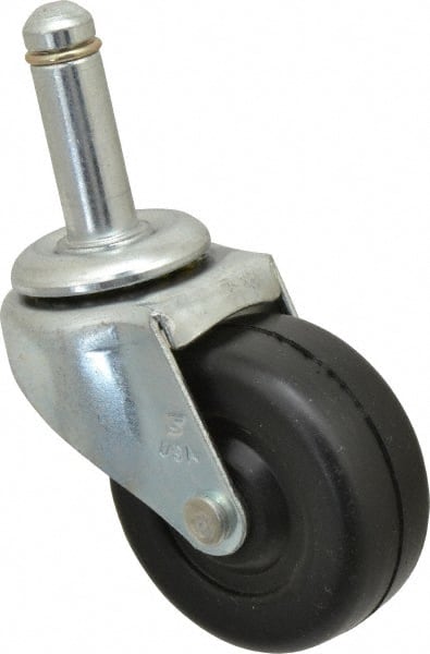 Shepherd - 2" Diam x 13/16" Wide x 2-5/8" OAH Stem Mount Swivel Caster - Soft Rubber, 80 Lb Capacity, Nylon Bearing, 7/16 x 1-7/16" Friction Stem - Exact Tooling