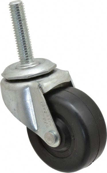 Shepherd - 2" Diam x 13/16" Wide x 2-5/8" OAH Stem Mount Swivel Caster - Soft Rubber, 80 Lb Capacity, Nylon Bearing, 3/8-16 x 1-1/2" Threaded Stem - Exact Tooling