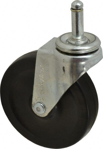 Shepherd - 4" Diam x 15/16" Wide x 4-3/4" OAH Stem Mount Swivel Caster - Soft Rubber, 125 Lb Capacity, Nylon Bearing, 7/16 x 1-7/16" Friction Stem - Exact Tooling