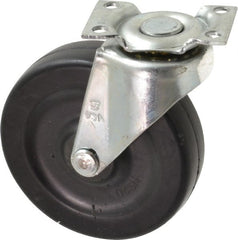 Shepherd - 3" Diam x 13/16" Wide x 3-1/2" OAH Top Plate Mount Swivel Caster - Soft Rubber, 110 Lb Capacity, Nylon Bearing, 1-3/16 x 2" Plate - Exact Tooling
