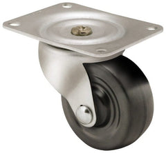 Shepherd - 3" Diam x 1-1/4" Wide x 3-13/16" OAH Top Plate Mount Swivel Caster - Soft Rubber, 150 Lb Capacity, Nylon Bearing, 3-1/8 x 4-1/8" Plate - Exact Tooling