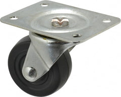 Shepherd - 2-1/2" Diam x 1-1/8" Wide x 3-1/4" OAH Top Plate Mount Swivel Caster - Hard Rubber, 175 Lb Capacity, Nylon Bearing, 2-3/4 x 3-7/8" Plate - Exact Tooling