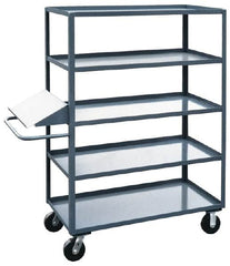 Jamco - 3,000 Lb Capacity, 5 Shelf, Steel Stock Truck - 36" Long x 72" Wide x 68" High, 6" Diam Phenolic Wheels - Exact Tooling