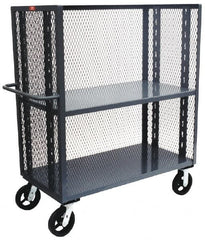 Jamco - 3,000 Lb Capacity, 2 Shelf, 3-Sided Steel Mesh Stock Truck - 36" Long x 72" Wide x 57" High, 6" Diam Phenolic Wheels - Exact Tooling