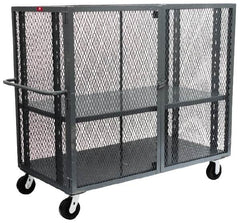Jamco - 3,000 Lb Capacity, 2 Shelf, 4-Sided Steel Mesh Security Truck - 36" Long x 72" Wide x 57" High, 6" Diam Phenolic Wheels - Exact Tooling
