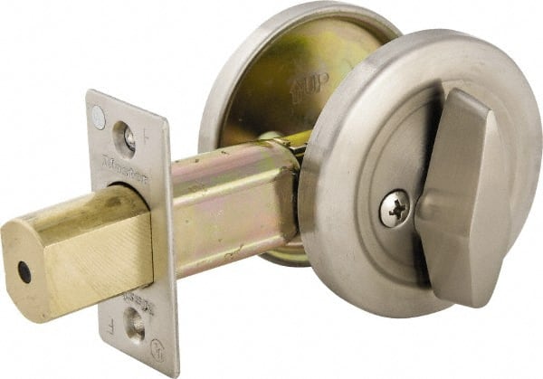 Master Lock - Up to 2" Door Thickness, Brushed Chrome Finish, One Sided Deadbolt - Keyless Cylinder - Exact Tooling