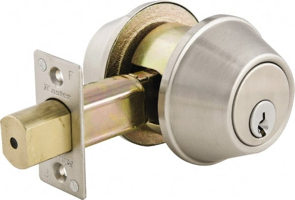 Master Lock - Up to 1-3/4" Door Thickness, Brushed Chrome Finish, Double Cylinder Deadbolt - Exact Tooling
