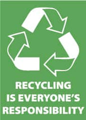 NMC - "Recycling Is Everyone's Responsibility", 10" Long x 14" Wide, Rigid Plastic Safety Sign - Rectangle, 0.05" Thick, Use for Restroom, Janitorial & Housekeeping - Exact Tooling