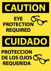 NMC - "Caution - Eye Protection Required", 14" Long x 10" Wide, Rigid Plastic Safety Sign - Rectangle, 0.05" Thick, Use for Accident Prevention - Exact Tooling