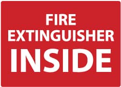 NMC - Fire Extinguisher Inside, Plastic Fire Sign - 14" Wide x 10" High - Exact Tooling