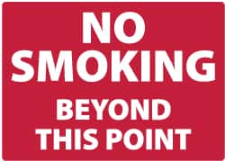 NMC - "No Smoking Beyond This Point", 10" Long x 14" Wide, Aluminum Safety Sign - Rectangle, 0.04" Thick, Use for Smoking Regulations - Exact Tooling