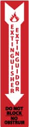 NMC - Extinguisher, Pressure Sensitive Vinyl Fire Sign - 4" Wide x 18" High, English/Spanish - Exact Tooling