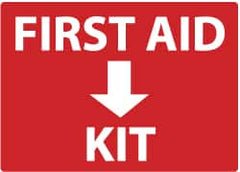 NMC - "First Aid Kit", 10" Long x 14" Wide, Pressure-Sensitive Vinyl Safety Sign - Rectangle, 0.004" Thick, Use for First Aid - Exact Tooling