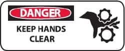 NMC - "Danger - Keep Hands Clear", 7" Long x 17" Wide, Rigid Plastic Safety Sign - Rectangle, 0.05" Thick, Use for Accident Prevention - Exact Tooling