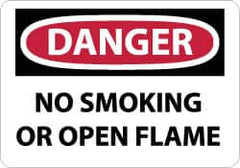 NMC - "Danger - No Smoking or Open Flame", 10" Long x 14" Wide, Aluminum Safety Sign - Rectangle, 0.04" Thick, Use for Accident Prevention - Exact Tooling