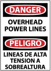NMC - "Danger - Overhead Power Lines", 14" Long x 10" Wide, Aluminum Safety Sign - Rectangle, 0.04" Thick, Use for Accident Prevention - Exact Tooling