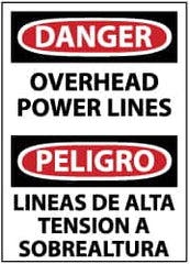 NMC - "Danger - Overhead Power Lines", 14" Long x 10" Wide, Rigid Plastic Safety Sign - Rectangle, 0.05" Thick, Use for Accident Prevention - Exact Tooling