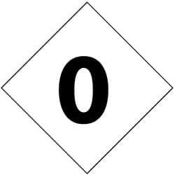 NMC - Hazardous Materials Label - Legend: Number 0, English, Black & White, 3-3/4" Long x 3-3/4" High, Sign Muscle Finish - Exact Tooling