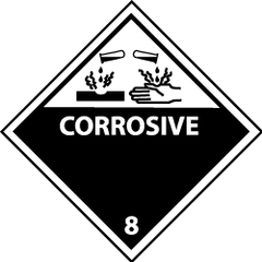 NMC - Corrosive DOT Shipping Label - 4" High x 4" Wide - Exact Tooling
